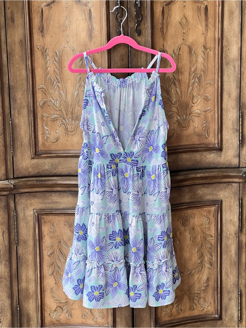 Zara Girls Tropical Floral Tiered Dress Green Lavender White Sz 11/12 fits 10/12 - Picture 14 of 14